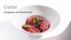  Presentation with dairy goat - Presentation featuring baked beet and goat cheese espuma appetizer molecular cuisine restaurant menu item exquisite dish isolated on white background delicious vegetarian lunch with vegetables and dairy close up background and a white colored foreground