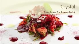  Presentation with fresh fruits salad on white - Cool new PPT layouts with baked-beet-salad-with-citrus backdrop and a cream colored foreground