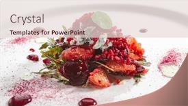  Presentation with fresh fruits salad on white - Theme having baked-beet-salad-with-citrus background and a lemonade colored foreground