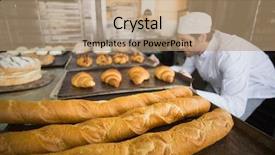  Presentation with bread - Slide deck with baked bread in the kitchen background and a coral colored foreground