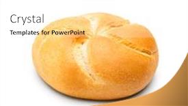  Presentation with baker kneading dough homemade bread - Slide set enhanced with baked-bread-roll-isolated background and a white colored foreground