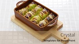  Presentation with cabbage - Cool new PPT theme with baked-cabbage-rolls-finnish-cuisine backdrop and a coral colored foreground