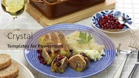  Presentation with cabbage - Slide set having baked-cabbage-rolls-finnish-cuisine background and a coral colored foreground