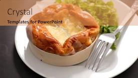  Presentation with camembert - Presentation design with baked camembert and salad background and a gold colored foreground