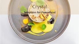  Presentation with milk product - Presentation design with baked-camembert-in-plate-served background and a coral colored foreground