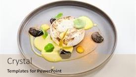  Presentation with milk product - Slide deck enhanced with baked-camembert-in-plate-served background and a coral colored foreground