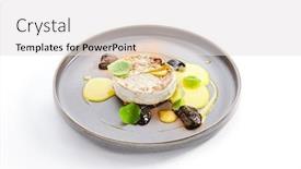  Presentation with milk product - Audience pleasing PPT theme consisting of baked-camembert-in-plate-served backdrop and a light gray colored foreground