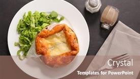  Presentation with camembert - Amazing presentation theme having baked-camembert-morbier-with-lettuce backdrop and a coral colored foreground
