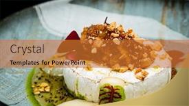  Presentation with camembert - PPT theme consisting of baked-camembert-or-brie background and a gold colored foreground