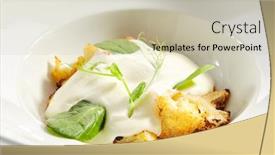  Presentation with white plate - Presentation theme having baked-cauliflower-with-cream-sauce background and a soft green colored foreground