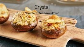  Presentation with cheese - Cool new PPT layouts with baked champignons stuffed with suluguni backdrop and a  colored foreground