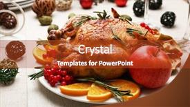  Presentation with christmas dinner - Colorful presentation theme enhanced with baked chicken for festive dinner backdrop and a crimson colored foreground