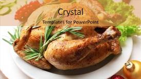 Presentation with christmas ribbon festive - Presentation having baked chicken for festive dinner background and a yellow colored foreground