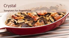  Presentation with bacon - Slide set having baked chicken livres with bacon background and a  colored foreground