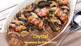  Presentation with baked puff pastry bacon - Beautiful PPT layouts featuring baked chicken livres with bacon backdrop and a  colored foreground