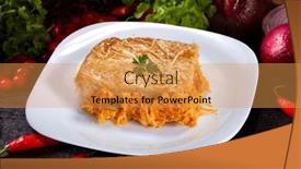  Presentation with cheese pie - Presentation theme featuring baked-chicken-pie-parmesan-cheese background and a yellow colored foreground