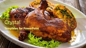  Presentation with fried chicken - PPT theme having baked-chicken-thighs-with-fried and a tawny brown colored foreground