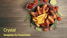  Presentation with french fries - Theme with baked chicken wings with french background and a tawny brown colored foreground