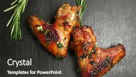  Presentation with chicken - PPT layouts having baked chicken wings with rosemary background and a dark gray colored foreground