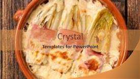  Presentation with bacon - Slides with baked chicory with bacon and cream background and a yellow colored foreground