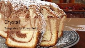  Presentation with tableware - Presentation theme enhanced with freshly baked cinnamon swirl coffee background and a coral colored foreground