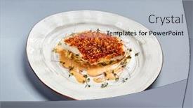  Presentation with food fish - Audience pleasing PPT layouts consisting of baked-cod-fillet-with-sauce backdrop and a light blue colored foreground