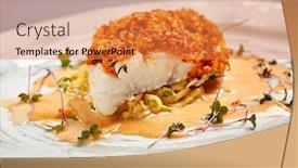  Presentation with food fish - Theme enhanced with baked-cod-fillet-with-sauce background and a gold colored foreground