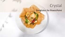  Presentation with cauliflower - Presentation theme consisting of baked-cod-fillet-with-vegetables background and a lemonade colored foreground