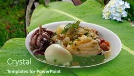  Presentation with olive - PPT theme with baked cod with olive oil background and a tawny brown colored foreground