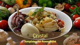  Presentation with olive oil - Presentation design consisting of baked cod with olive oil background and a tawny brown colored foreground