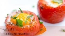  Presentation with egg - Amazing slides having baked-de-seeded-tomatoes-filled backdrop and a red colored foreground