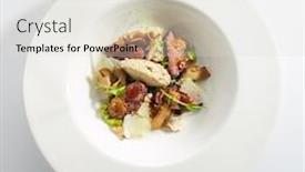  Presentation with orange green white - PPT layouts featuring baked-duck-breast-with-porcini background and a lemonade colored foreground