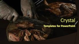  Presentation with rubber duck - Amazing PPT theme having baked-duck-is-cutting backdrop and a wine colored foreground