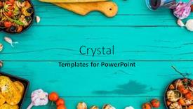  Presentation with herbs - Slide deck featuring french food ingredients - baked escargot in butter background and a teal colored foreground