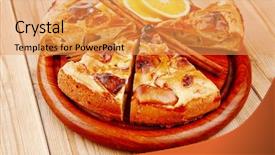  Presentation with food - Cool new slides with baked food apple pie cuts backdrop and a yellow colored foreground