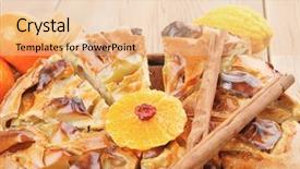  Presentation with tea cup - PPT layouts with baked food apple pie served background and a lemonade colored foreground