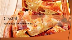  Presentation with baked pies - Presentation theme with baked food apple pies background and a yellow colored foreground