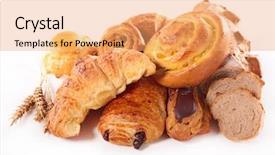  Presentation with croissant factory - Presentation theme featuring baked goods - assorted croissant background and a  colored foreground