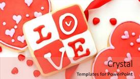  Presentation with valentines day - Colorful slide set enhanced with baked goods - heart shaped valentines day cookies backdrop and a  colored foreground