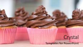  Presentation with cupcakes - Cool new presentation with baked goods - lots of chocolate frosted cupcakes backdrop and a coral colored foreground