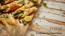  Presentation with puff pastry - Amazing slide set having baked-green-asparagus-wrapped backdrop and a coral colored foreground