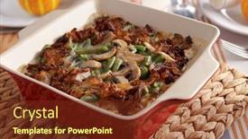  Presentation with beans - Presentation enhanced with baked-green-beans-with-caramelized background and a tawny brown colored foreground