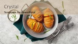  Presentation with cheddar - Slide set featuring baked-hasselback-potato-with-cheddar background and a coral colored foreground