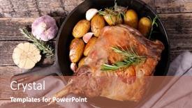 Presentation with potato - Slide deck featuring baked-lamb-chop-and-potato background and a coral colored foreground