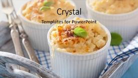  Presentation with macaroni cheese - Beautiful presentation theme featuring baked macaroni with cheese backdrop and a coral colored foreground