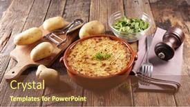  Presentation with potato - Cool new PPT layouts with baked-mashed-potato-and-beef backdrop and a tawny brown colored foreground