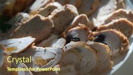  Presentation with restaurant menu - Amazing presentation having baked-meat-with-prunes-restaurant backdrop and a tawny brown colored foreground