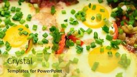  Presentation with baking - Colorful presentation enhanced with baked-mixed-vegetables-and-eggs backdrop and a yellow colored foreground