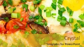  Presentation with vegetables - Colorful presentation theme enhanced with baked-mixed-vegetables-and-eggs backdrop and a gold colored foreground