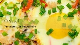  Presentation with vegetables - Audience pleasing presentation design consisting of baked-mixed-vegetables-and-eggs backdrop and a yellow colored foreground